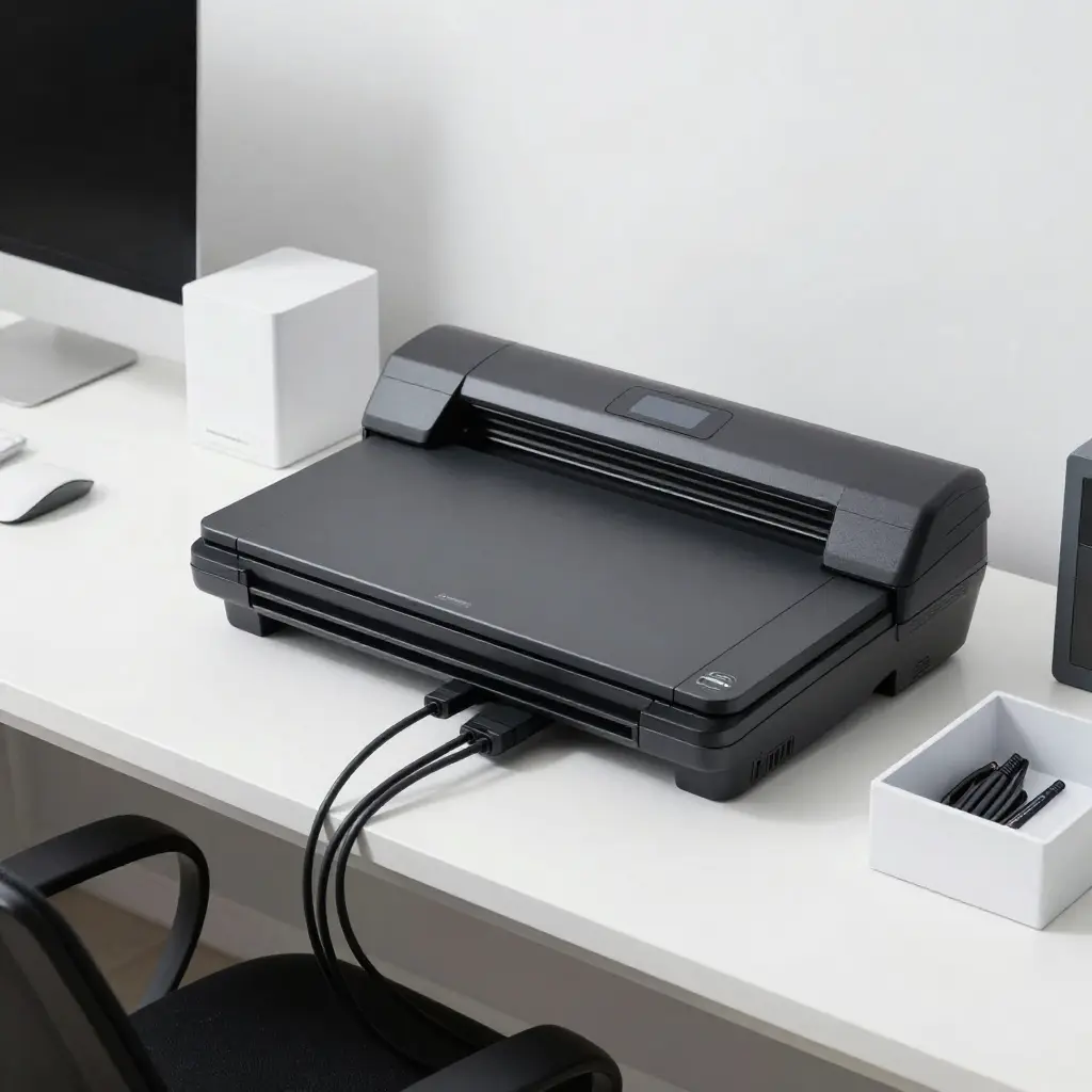 Professional digitization workspace with scanning equipment